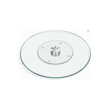 Imagem de Prato Giratório para Confeitagem, Vidro e Metal, 30cm Diâmetro, Transparente, Base Giratória para Decorar Bolos