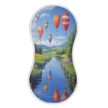 Imagem de xigua Balões de Ar Quente Coloridos Musselina Conjunto de 2 Panos para Arrotar Super Macio e Absorvente, Roupa de Arroto de Algodão Presente de Chuveiro para Recém-Nascido, Bebês Meninas e Meninos