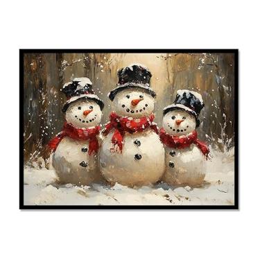 Imagem de Pôster de paisagem de Natal inverno fazenda alce pinhas boneco de neve natureza pintura em tela impressão de parede decoração de sala de estar (SKU11,20.3x30.5 cm = (20x30cm), moldura de metal preto)