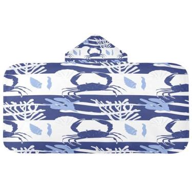 Imagem de CEBUGI Toalha de banho com capuz Shell Crab para crianças toalha de banho macia absorvente com capuz 127 x 59,7 cm toalha de banho de praia para meninos e meninas