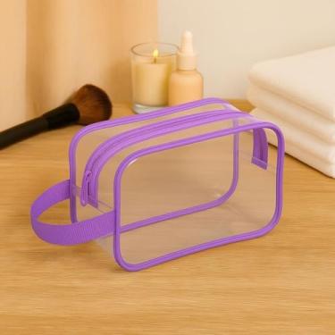 Imagem de Necessaire Transparente com Zíper – Bolsa Organizadora Para Enfermagem, Maquiagem, Escola e Academia(1,Lilas)