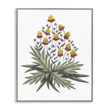 Imagem de Stupell Industries Arte giclée emoldurada branca de flores silvestres com folhas amarelas, design de Cecilia Battaini, 35 x 28 cm