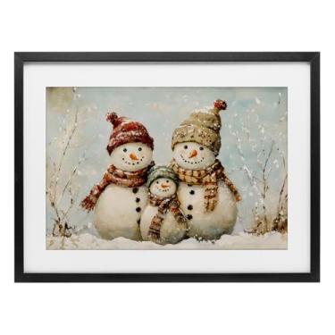 Imagem de Stupell Industries Boneco de neve Family Of Three Birch Impressão emoldurada sob vidro, design por Petal Prints Design, 14 x 20