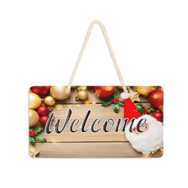 Imagem de Burbuja Placa de boas-vindas de madeira de Natal para porta da frente, placa de boas-vindas de PVC para decoração de férias, 15 x 28 cm