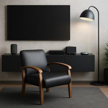 Imagem de Poltrona para Sala Tecido material sintético Braços Madeira Maciça Mia