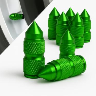 Imagem de 8 peças de tampas de haste de válvula de pneu de ponta, tampas de válvula de ar pontiaguda de liga de alumínio, tampas de válvula de roda de carro universais à prova de poeira para carros, caminhões