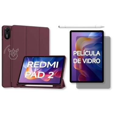 Imagem de Capa Smart Case para Xiaomi Redmi Pad 2 11'' – Magnética, Sleep/Wake, Suporte para Caneta, Tampa Magnética e Suporte Integrado (Vinho, Capa + Película + Caneta)