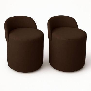 Imagem de Kit 2 Puff Orgânico Encosto Suede Redondo Quarto Sala Estar Marrom