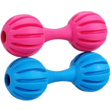 Imagem de jojofuny 2 peças de halteres de borracha lineares duráveis vestíveis brinquedos divertidos de treinamento para cães de estimação