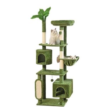 Imagem de Hoopet Árvore grande para gatos de 182 cm para vários gatos, torre com 2 apartamentos, postes para arranhar, rede e plataforma, poleiro de pelúcia para atividades internas, relaxante, fácil montagem