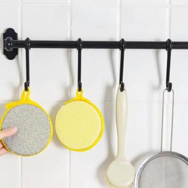 Imagem de Esponjas duráveis para lavar louça – 5 peças frente e verso que não arranham – Amarelo