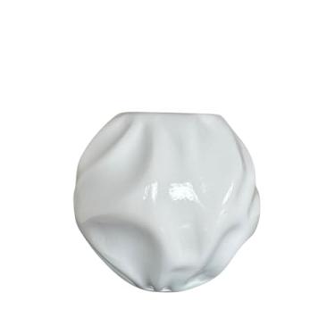 Imagem de Vaso centro de mesa cerâmica orgânico branco arranjo flor