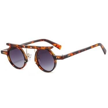 Imagem de Óculos de Sol UV400 - Estilo Punk Redondo com Estampa de Leopardo e Lentes Degradê com Rebites para Homens e Mulheres, Ideais para Esportes ao Ar Livre, Corrida e Ciclismo, 06