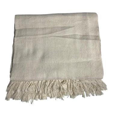 Imagem de Manta extragrande 210 x 120 cm 100% algodão puro Adequada para sofás ou camas, combinando funcionalidade protetora com um elegante apelo decorativo. (Cru)