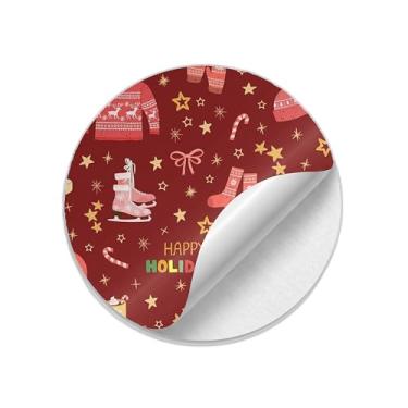 Imagem de 25 Unidades Autocolantes Adesivos Redondos Natalinos Coloridos - Tamanho 85x85cm