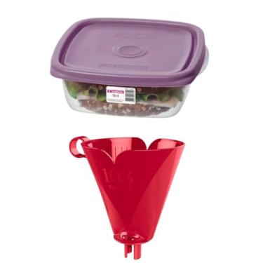 Imagem de Conjunto de 1 Suporte para Filtro de Café 103 Vermelho + 1 Kit c/ 3 Potes Plásticos Herméticos 530ml