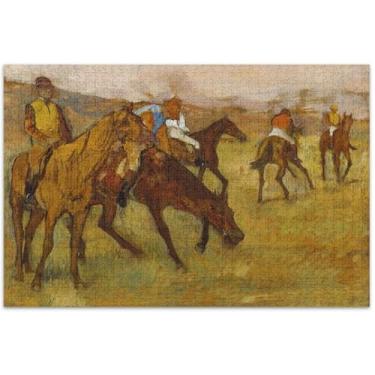 Imagem de Edgar Degas Prints Jockeys Artwork Puzzles para adultos 1000 peças natureza arte decoração pintura personalizada colorido quebra-cabeça branco elefante, 75 x 40 centímetros