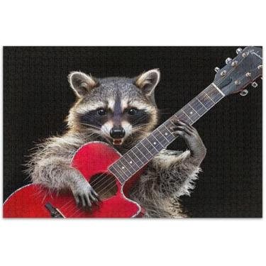 Imagem de Quebra-cabeças engraçados de guitarra de guaxinim para adultos, 500 peças, presentes tecnológicos, quebra-cabeças legais para adultos, paisagem floral