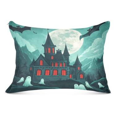 Imagem de Capa de almofada Haunted Castle Ghosts 50 x 66 cm, tamanho padrão, com zíper, para outono e inverno