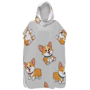 Imagem de Joisal Roupão de mudança de poncho de surfe cinza com desenho fofo para adultos toalha de banho com capuz leve unissex poncho adulto com capuz