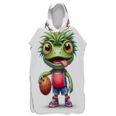 Imagem de Joisal Poncho de surfe para adultos trocador de roupão de praia com capuz toalha de banho de secagem rápida bonito desenho animado sapo poncho masculino com capuz