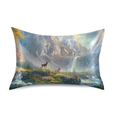 Imagem de Fronhas para pintura de arte de cabelo paisagem de veado cetim king queen almofadas padrão chinelos refrescantes conforto fronhas queen size 76.2 cm x 50.8 cm
