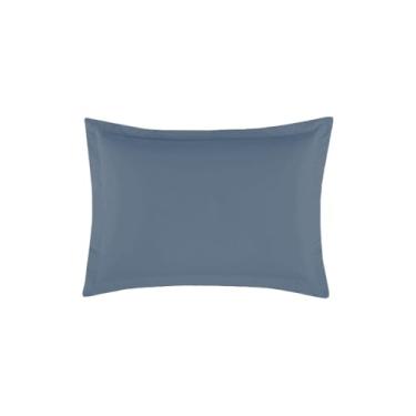 Imagem de Porta Travesseiro, Azul Petróleo, 70x50cm, Percal 180 Fios Algodão/Poliéster, Para Quarto, Fechamento Envelope, Aba Americana, Lavável à Máquina