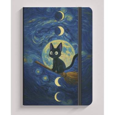 Imagem de Bloco de desenho A5 - Capa dura com tema felino, papel pesado sem linhas, adequado para criação artística, anotações e colecionadores de gatos (GATO FASES,SEM pauta (para desenhar))