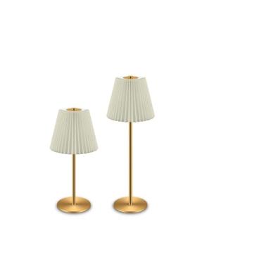 Imagem de 1 pacote de lâmpadas de mesa sem fio recarregáveis, 2 lâmpadas plissadas de tecido de linho de altura ajustável, 5200 mAh operadas por bateria, 3 cores de regulação suave, luminária de mesa portátil