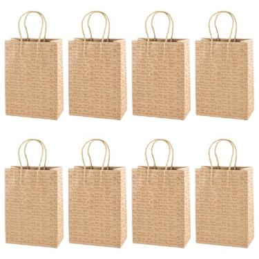 Imagem de 10 sacos de papel de dia dos namorados, sacos de presente de dia dos namorados com alças padrão de palavras, sacos de presentes para aniversários, dia das mães, chás de bebê, chás de panela