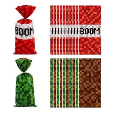 Imagem de 100 Peças Sacolas de Lembrancinhas com Tema Pixel, Pixel Sacos de Celofane para Doces e Biscoitos para Festa Infantil Aniversário e Jogos Videogame