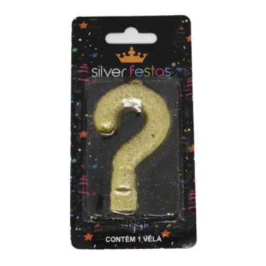 Imagem de Vela de Aniversário Dourada Interrogaçâo Silver - Silver Festas