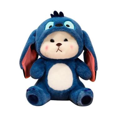 Imagem de Pelúcia Urso com Pijama Alienígena Costura Azul com Toca 33cm DRM1044 