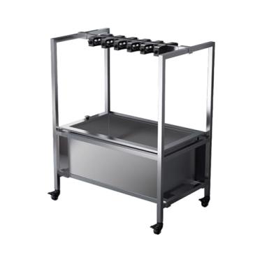 Imagem de Pia de esfregão móvel montada no chão, suporte de esfregão montado no chão, pia de esfregão de aço inoxidável, carrinho de ferramentas de limpeza de piso, carrinho de limpeza multifuncional e