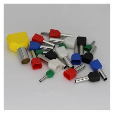 Imagem de TE Conector de manga de fio duplo de cobre pino de extremidade de cabo duplo terminal de crimpagem isolado terminal de crimpagem terminal de crimpagem (300 peças TE0508, verde (cobre))