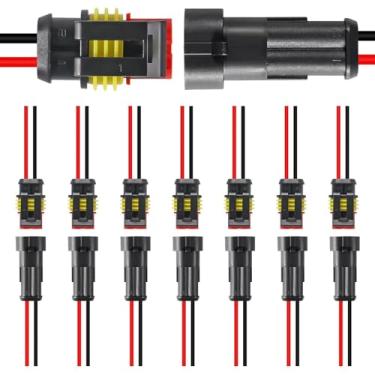 Imagem de ROUPWKWO 8 pares de conectores de 2 pinos à prova d'água elétricos de 2 pinos conectores de fio elétrico automotivo de desconexão rápida