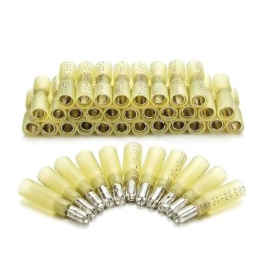 Imagem de ROUPWKWO Terminais de crimpagem termorretráteis sortidos 200 peças, kit de conectores de extremidade de emenda de fio elétrico macho e fêmea AWG12-10 amarelo