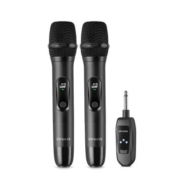 Imagem de Microfone Aiwa Preto Sem Fio Wireless Aws-Mic-01 Bivolt