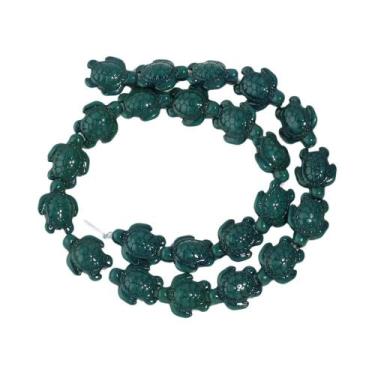 Imagem de Contas De Turquesa Natural Em Forma De Tartaruga 14x18mm Pedra Solta P