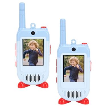 Imagem de ASHATA Walkie Talkies de Vídeo para Crianças 2 Unidades, Brinquedos para Meninos e Meninas de 3 a 12 Anos Em Ambientes Internos e Externos, Intercomunicador de Vídeo Recarregável para (Azul)