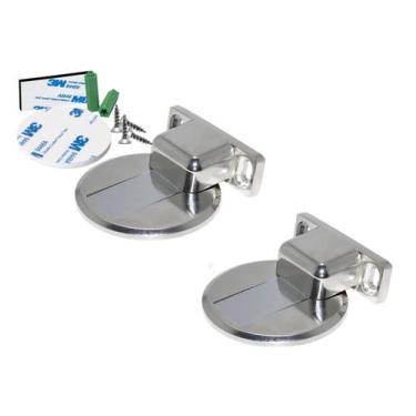 Imagem de 02 Prendedor Fixador Trava Portas Magnético Slim Fixação Adesivo ou Pa