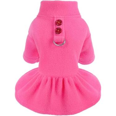 Imagem de Yikeyo Vestido de suéter para cães, roupas para cães pequenos, roupas de inverno e outono, vestido para cachorrinho com anel D, vestidos quentes de lã para filhotes, pulôver para animais de estimação