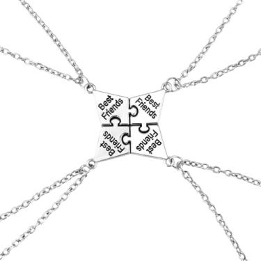 Imagem de Sisadodo Colares de melhor amigo para 4 e 6 melhores amigos, presentes de aniversário e Natal para amigos, Small, Aço inoxidável, Sem Pedra Preciosa