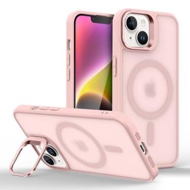 Imagem de Capinha Capa Case tecnológica Premium Para iPhone 14 Plus de 6,7 Polegadas - Anti impacto e proteção para câmeras com suporte retrátil e acabamento Micro-Mate Fosco (ROSA MICRO-MATE)