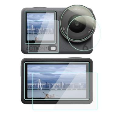 Imagem de YRTIYO Protetor de tela compatível com DJI Osmo Action 6 Essential Combo, vidro temperado 9H, anti-arranhões, antibolhas, antipoeira, 2 conjuntos