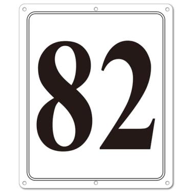 Imagem de i-CowFun Placa numerada de metal premium ao ar livre, refletiva 30,5 x 25,4 cm placas numeradas de alumínio grandes 82 para estacionamento, quadra de tênis, campo, armazém, corredor, edifício, doca