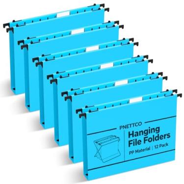 Imagem de Pasta de arquivo de plástico com capacidade extra, pacote com 12 pastas suspensas reforçadas, tamanho carta, pastas de armário de expansão de 2,5 cm, para arquivos em massa, gráficos médicos, azul