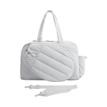 Imagem de Vaveren Bolsa para raquete de tênis, equipamento esportivo, proteção com porta-garrafa, portátil e multifuncional, para adultos, homens e mulheres, Branco