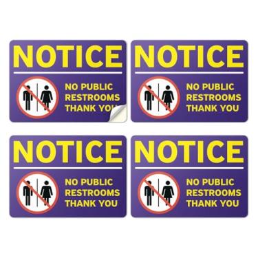 Imagem de 101SignCity 4 placas adesivas de vinil sem banheiros públicos (25,4 cm x 17,8 cm) - Decalque autoadesivo à prova d'água para negócios, loja, restaurante