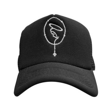 Imagem de Boné Nossa Senhora Bordado Terço Catolicismo Preto - Sete Sete Esporte